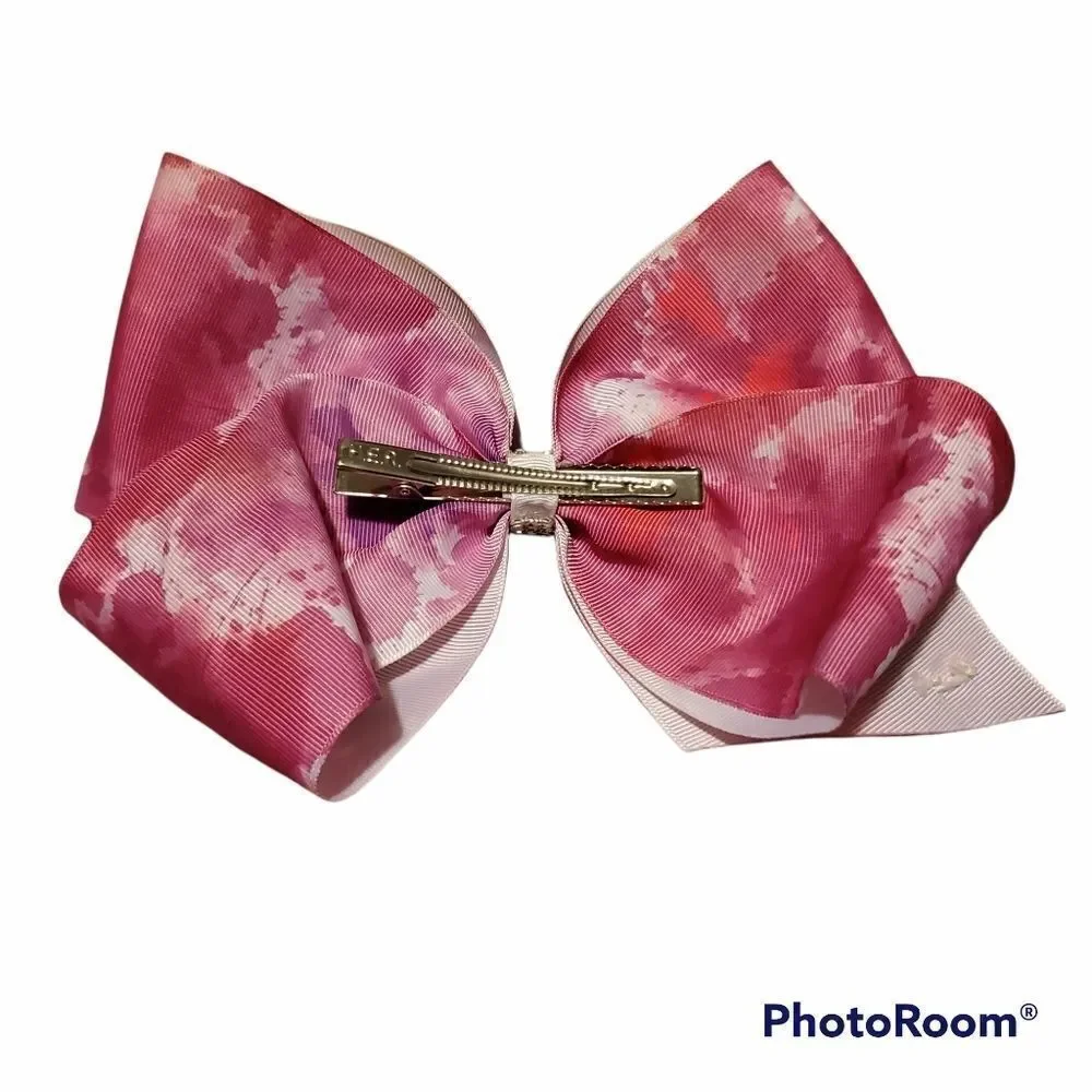 Pink Dyed Rhinestone Bow